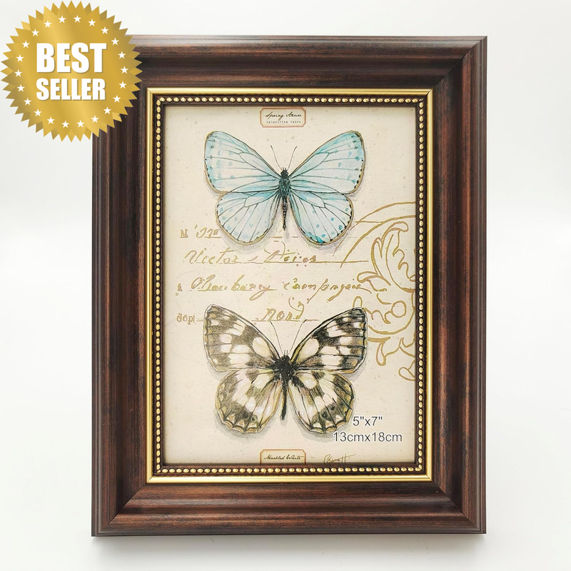 5X7 Picture Frames Brown.Dark Brown with Gold Beading.Photo Frame.Picture 5X7 In