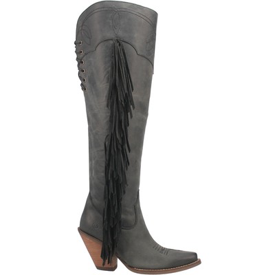 Pre-owned Dingo Womens Sky High Black Leather Fashion Boots