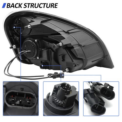 For 2008-2017 Freightliner Cascadia Black LED Headlight Headlamp Right Passenger