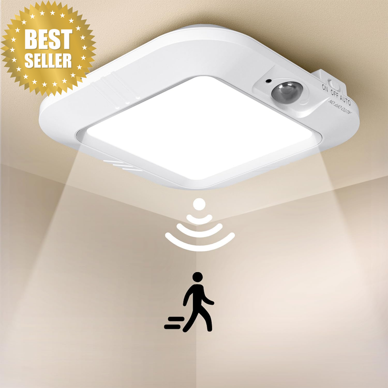 Battery Operated Motion Sensor Ceiling Light Indoor, Motion Activated for Bathro