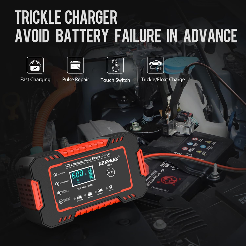 NC101 Car Battery Charger, 12V 6A Smart Battery Trickle Charger Automotive Batte