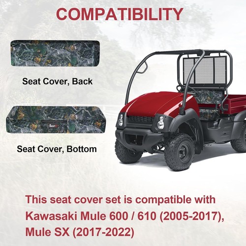 Mule 610 Seat Covers for Kawasaki Mule 600/ 610/ 610 4x4 Camo Bench Seat Cover