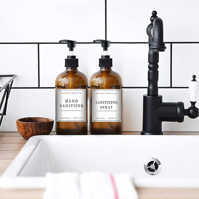 12 PCS Waterproof Soap Labels for Glass/Plastic Bottles, Farmhouse Bathroom/Kitc