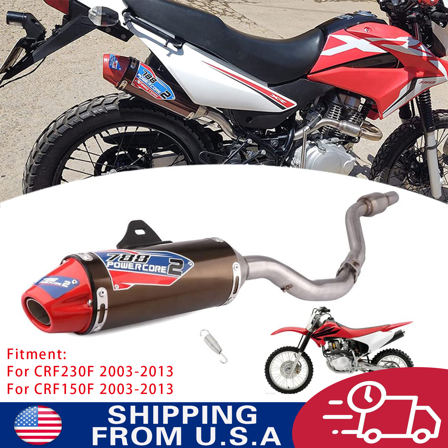 Full Slip On Exhaust Muffler Complete Exhaust System For CRF150F CRF230F 2003-13
