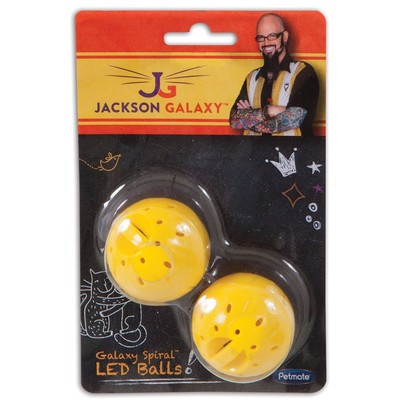 Petmate Jackson Galaxy Spiral LED Ball Sounds Automatic Pet Cats Play Toy 2 Pack