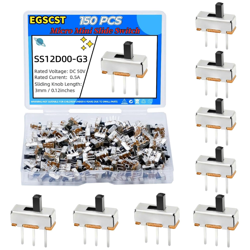 150PCS Micro Mini Slide Switch SPDT Toggle Switches 1P2T 2 Pos...