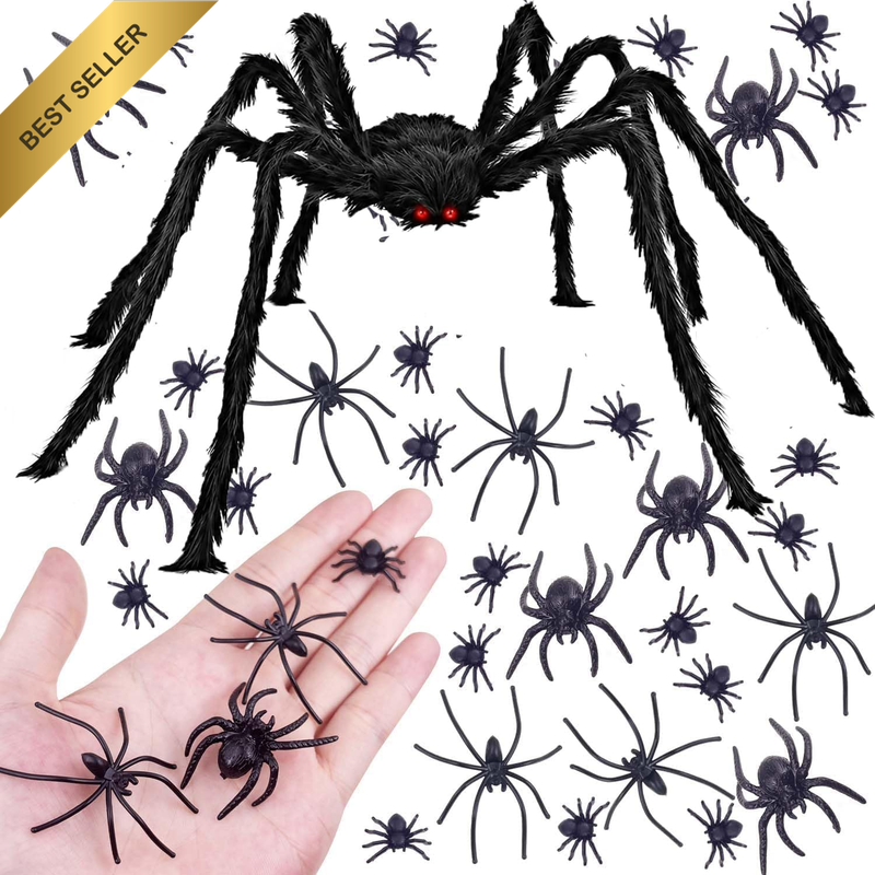 2 Pieces Halloween Decorations Spider Realistic Hairy Spider 51 INCH Halloween P