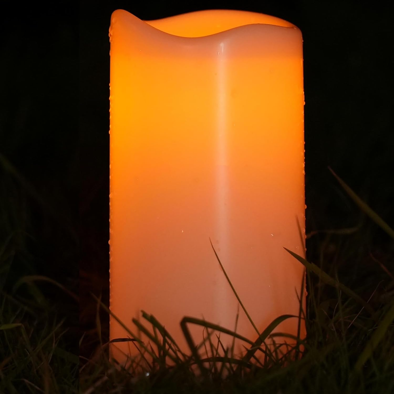 4" X 8" Reusable Solar Pillar Candles Outdoor Waterproof - S