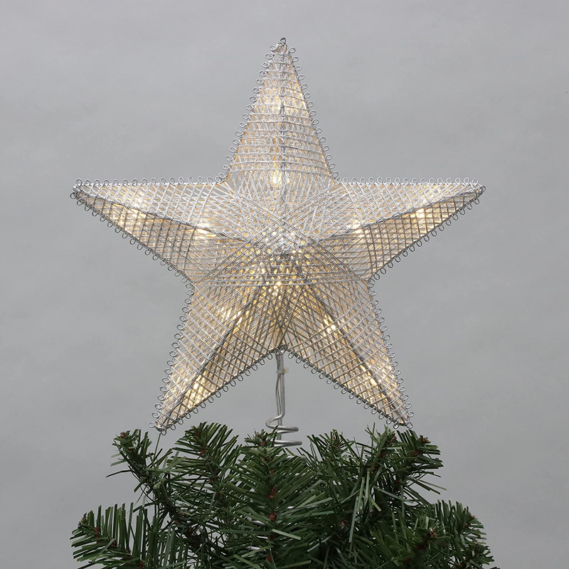 11.5" 2-Layer Silver Metallic String Star Treetopper with Co