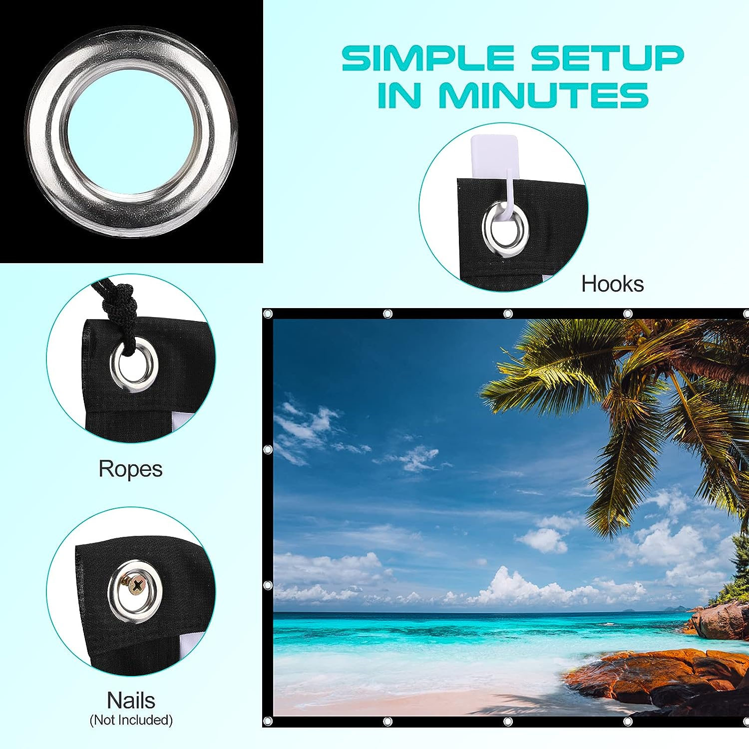 High-Density Portable Projector Screen 60-150" Home Outdoor Camping 3D HD 16:9