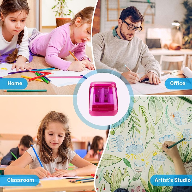 4Pcs Double Hole Pencil Sharpeners Manual Handheld Plastic Compact Sharpeners