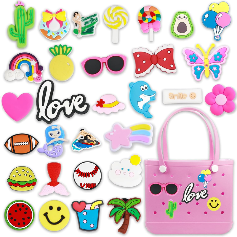 Bogg Bag Charms, Beach Accessories Cute Charms for Bogg Bag Rubber Tote Beach Ba