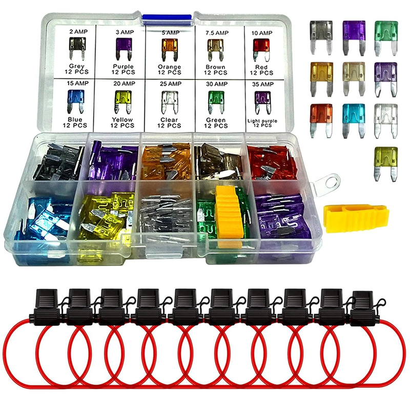 Muhize Mini Fuse Holder 120 Pcs Blade Fuses, 10 Holders