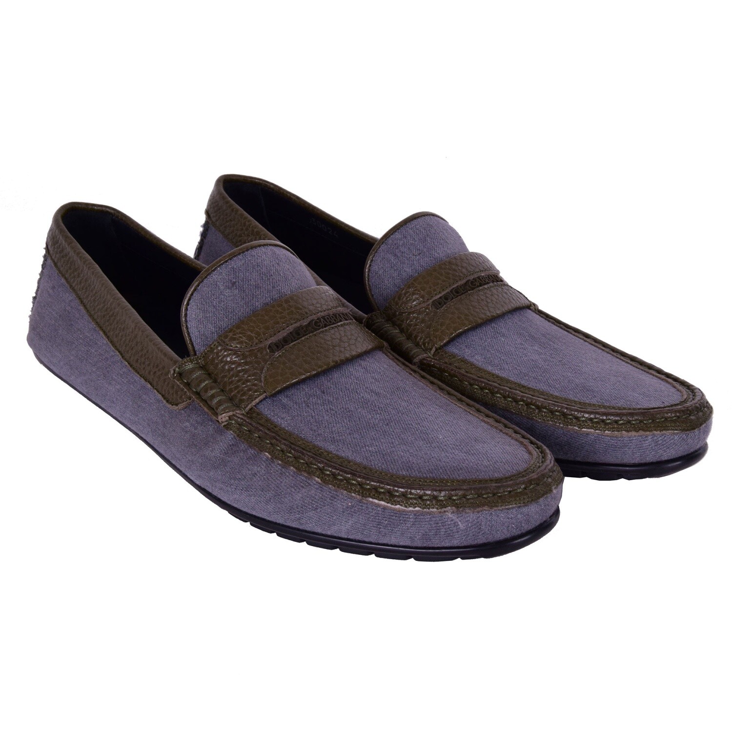 Mocassins Dolce & Gabbana Ragusa En Cuir D'autruche - Bleu Noir - Taille 42 (UK 8) - Neuf Avec Boîte