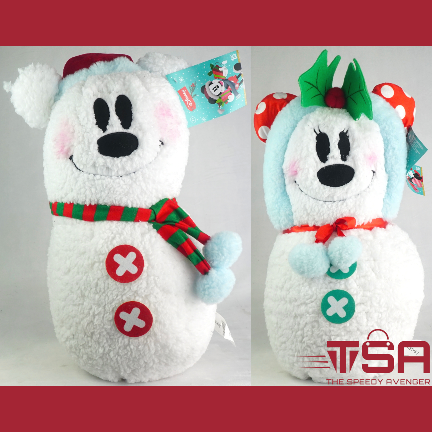 DISNEY CHRISTMAS PORCH GREETERS MICKEY + MINNIE MOUSE SNOWMEN 2023 HOLIDAY DECOR