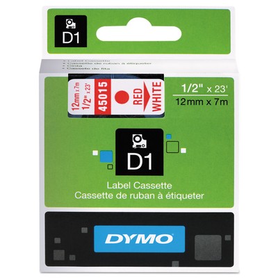 DYMO D1 High-Performance Polyester Removable Label Tape 1/2'' x 23 ft Red on