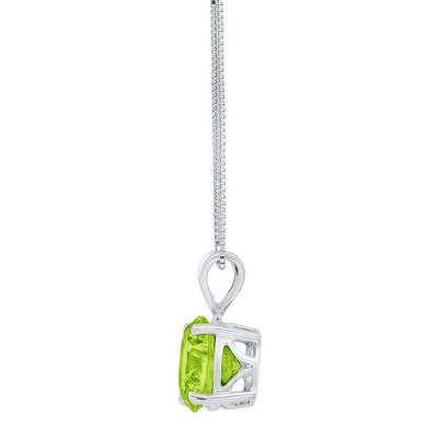 Pre-owned Pucci 3ct Round Natural Peridot Solitaire Pendant Necklace 18" Chain 14k White Gold In Green