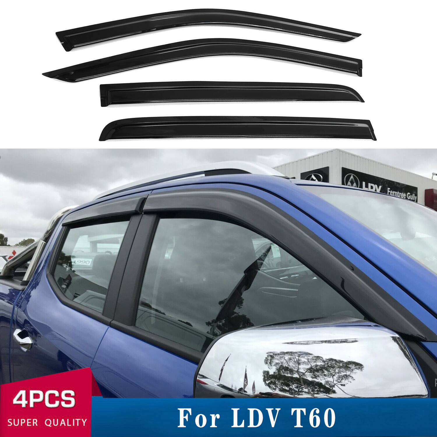 Luxury Window Visors Weather Shields For LDV T60 & T60 MAX 2017+ Models