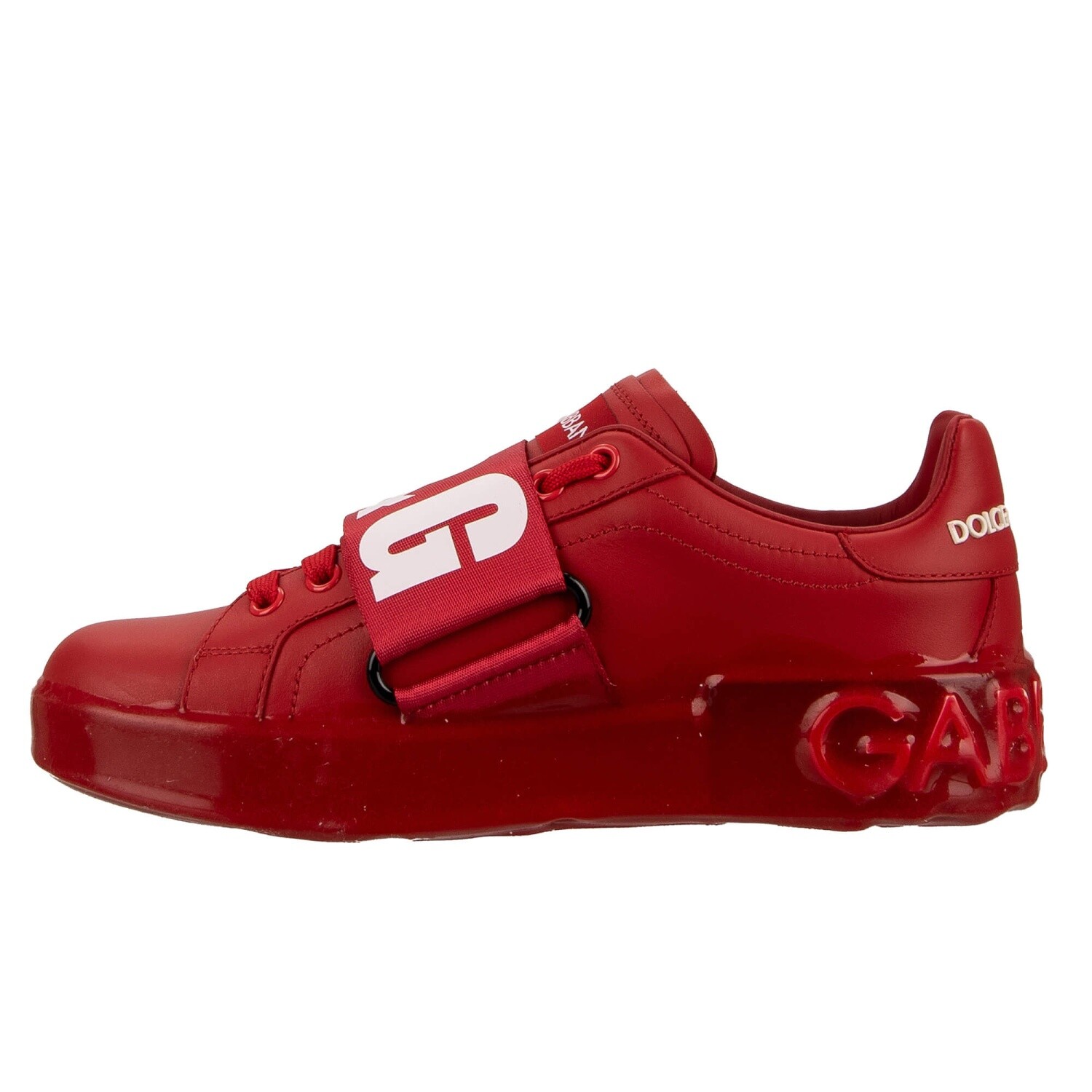 Pre-owned Dolce & Gabbana D&g Rules Logo Heart Lace Sneaker Portofino White Red 09406