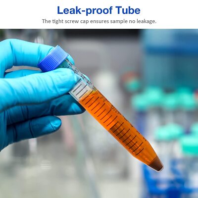 2000pcs Lab 15mL Conical Centrifuge Tubes Polypropylene Screw Caps EO Sterilized