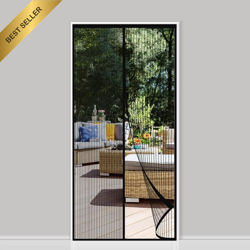 Magnetic Screen Door with Magnets and Reinforced Bottom, Hands-Free Operation, P