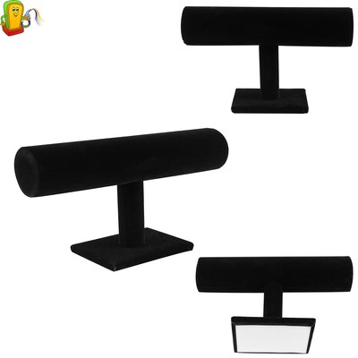 Jewelry Stand Holder Velvet T Bar Bracelet Necklace Display Organizer Rack Black