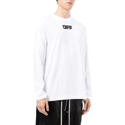 Pre-owned Off-white Arrows Font L/s Skate Tee Mens Style : Omab064f21jer0050110 In White/black