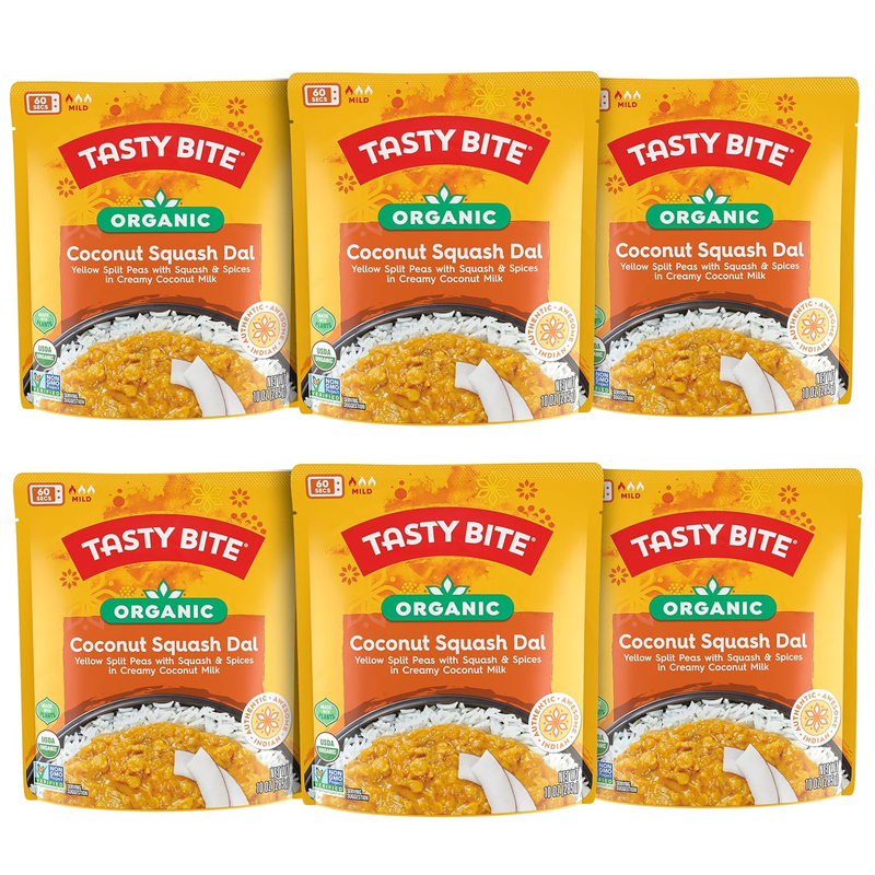 Tasty Bite Organic Coconut Squash Dal, 10oz, Pack of 6, Vegan