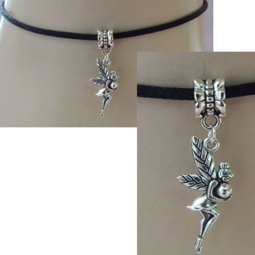 Fairy Choker Necklace Pendant Jewelry Handmade NEW Black Chain Silver Fairycore