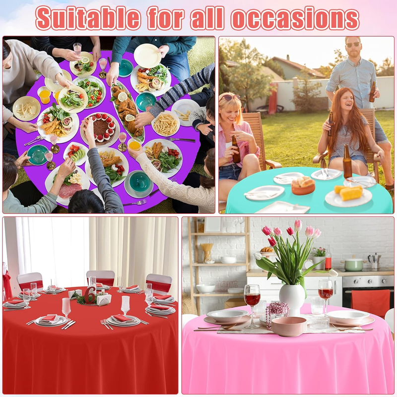 12 Pack Assorted Color round Plastic Tablecloths Disposable Rainbow Tablecloth C