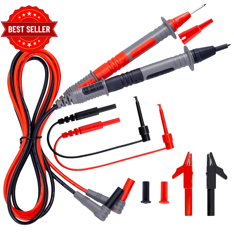Soft Silicone Electrician Test Leads Kit CAT III 1000V & CAT IV 600V with Alliga