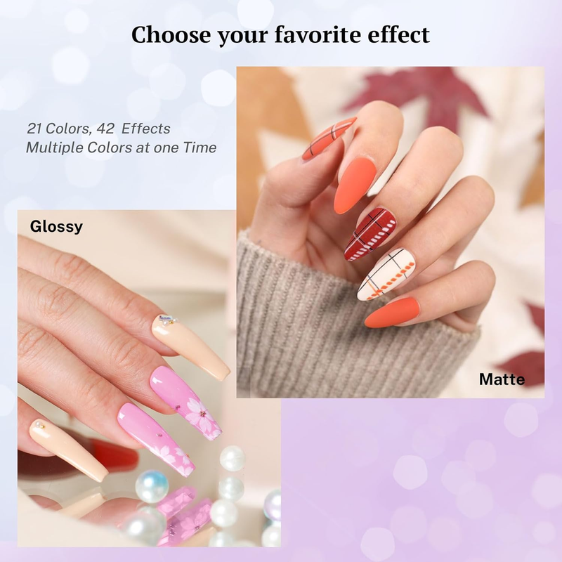 24 PCS Gel Nail Polish Set, Spring 21 Colors 7ml Gel Nail Polish Kit with Base G