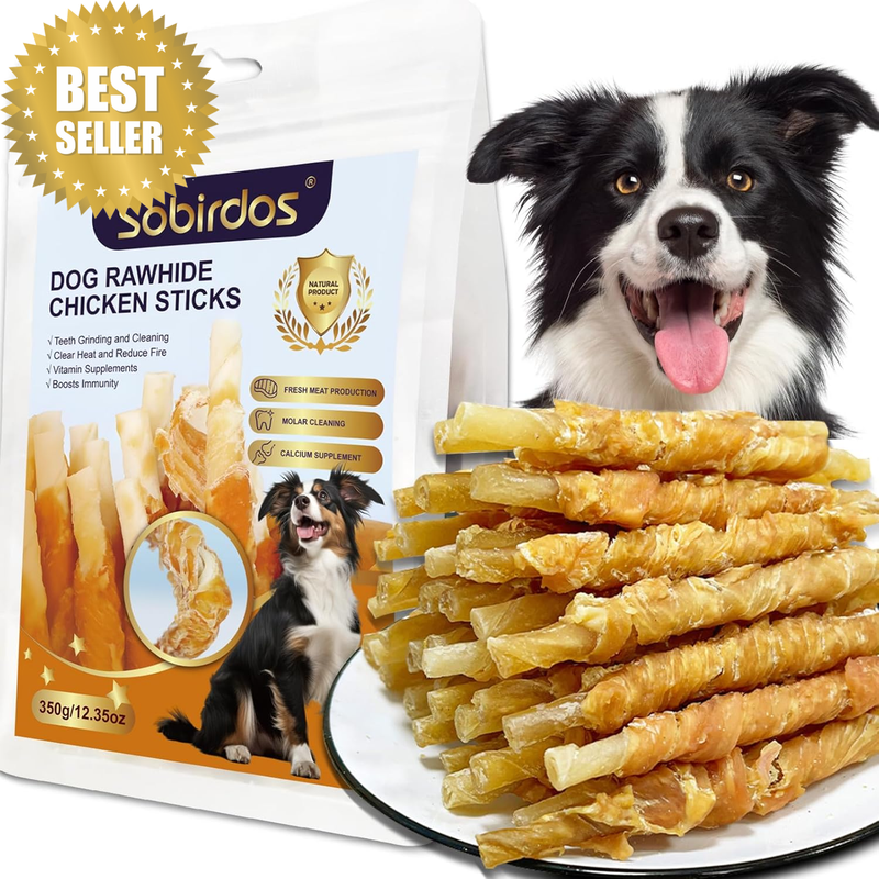 Dog Treats,Rawhide Chicken Sticks,Made with Fresh Chicken,Dog Chew Sticks,Natura