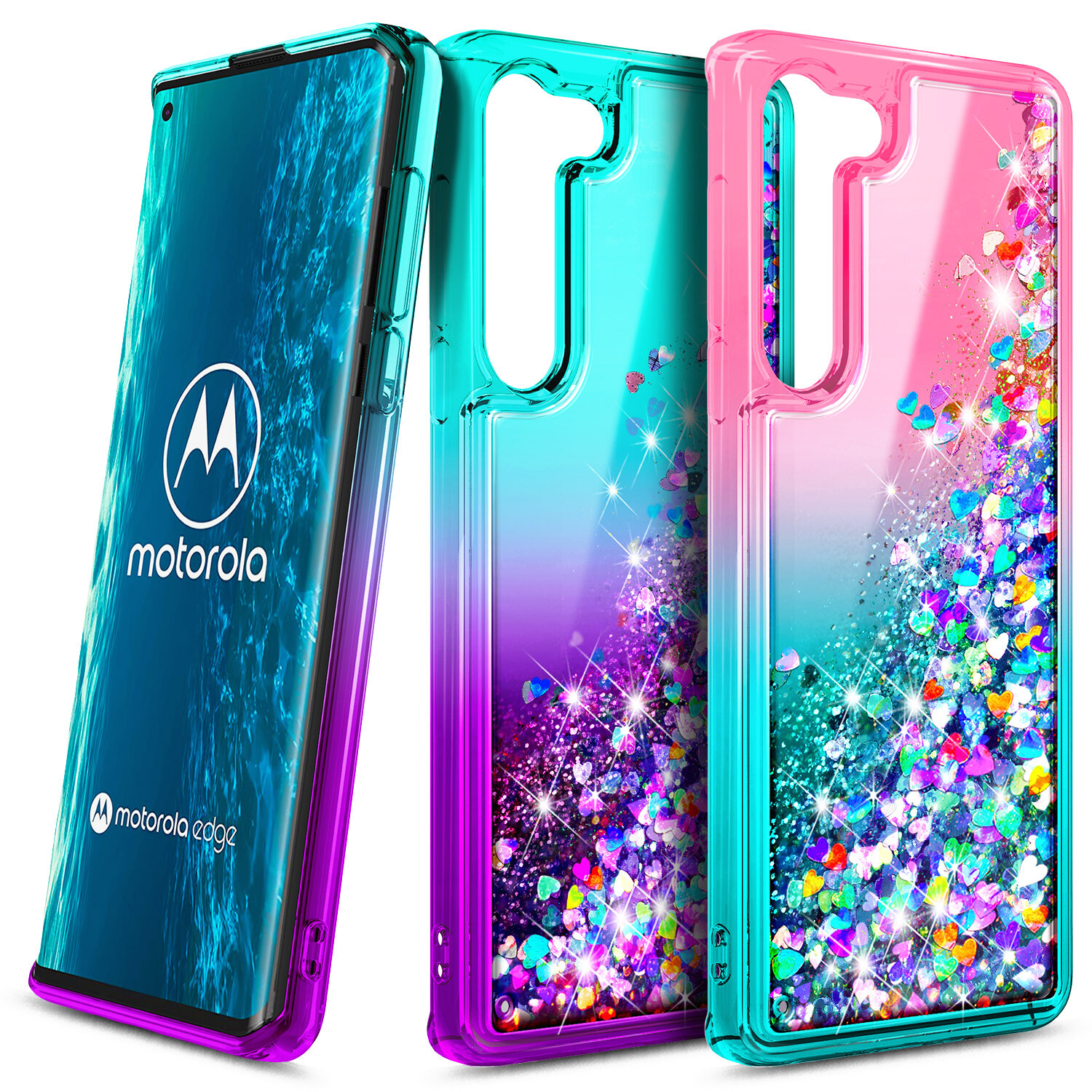 For Motorola Moto Edge 5G Case Liquid Glitter Bling Soft Waterfall