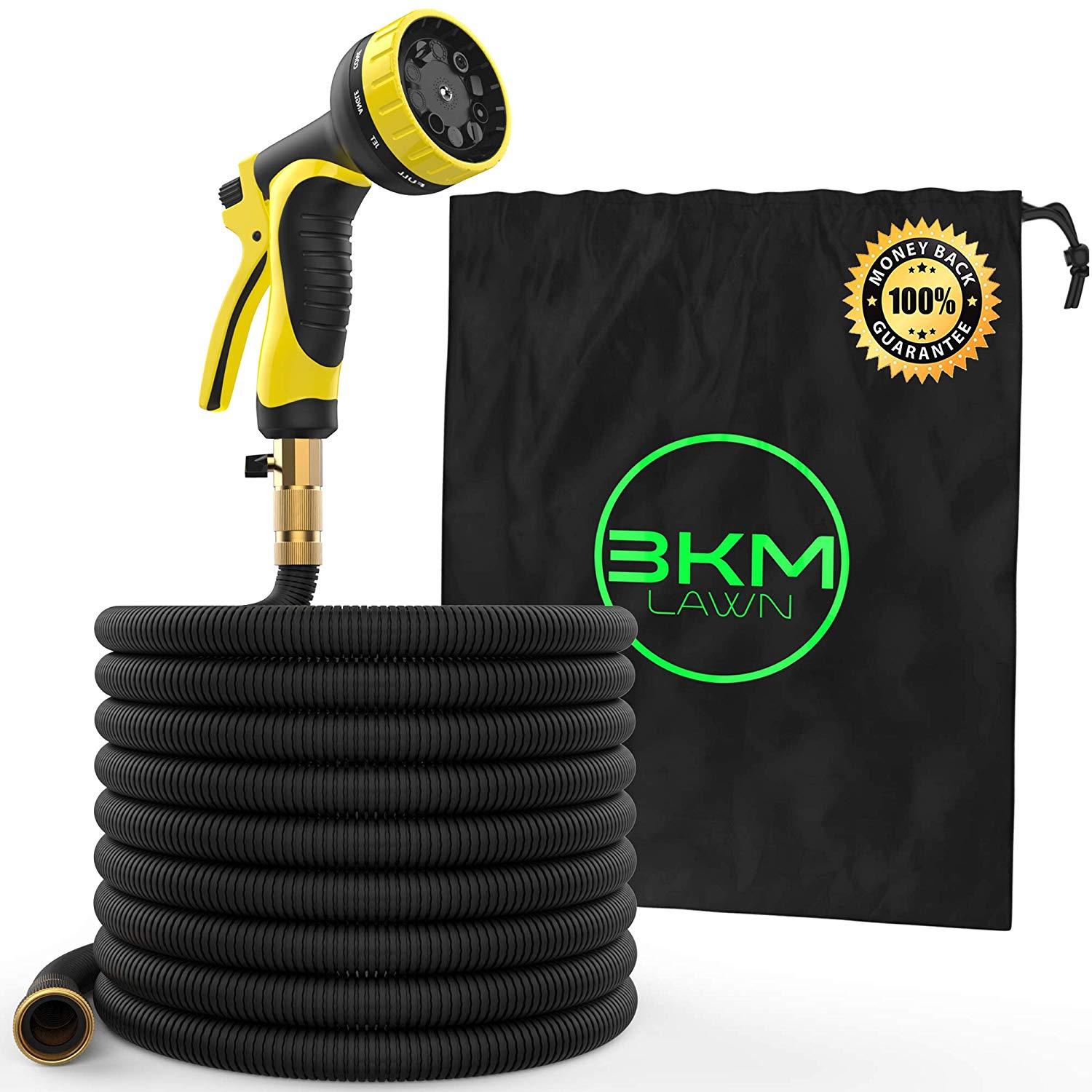 3KM Garden Hose - 100 Ft Heavy Duty - Expandable Kink Free - 9 Pattern Sprayer