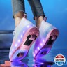 Ehauuo Roller Skates with USB Charging, Light Up Kids Wheels, Rechargeable LED Flashing Roller Shoes for Girls and Boys, Birthday and
