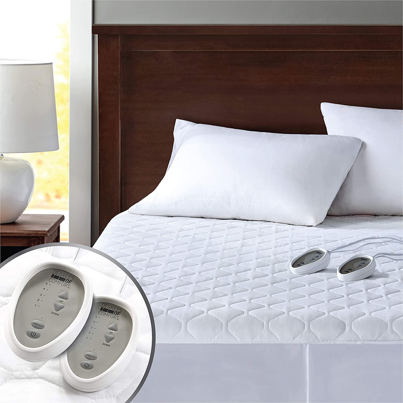 Dual Control Heated Mattress Pad Queen Size | Zone Heating Electric Bed Warmer W