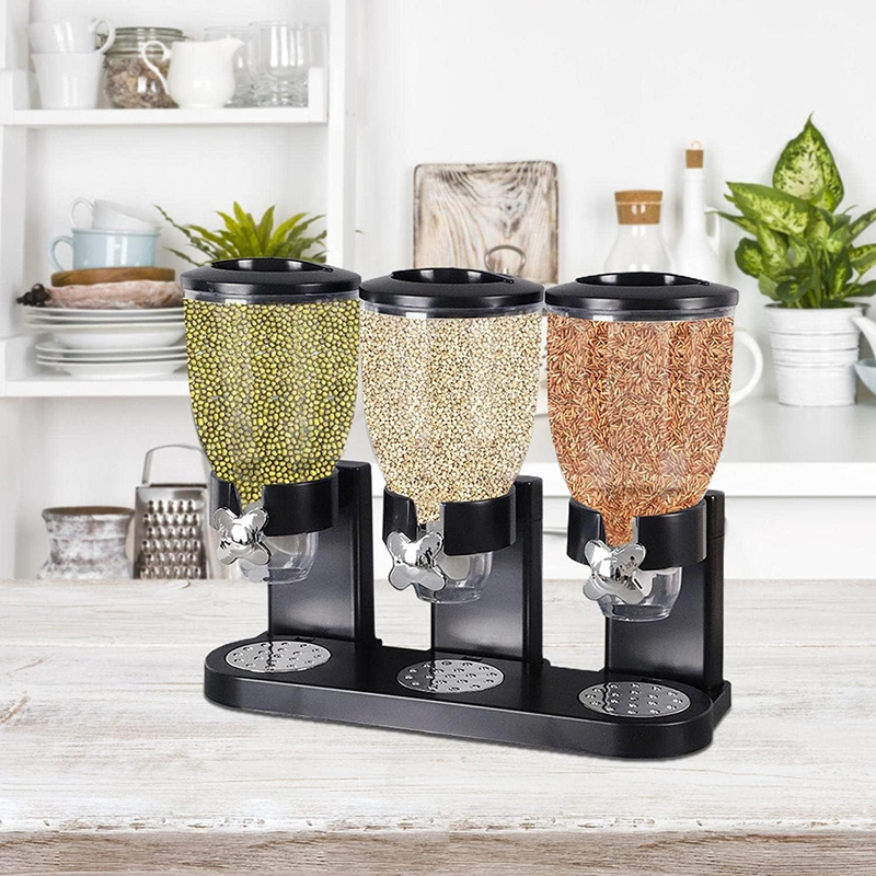Triple Food Dispenser Cereal Containers Storage Container Dispenser Countertop f