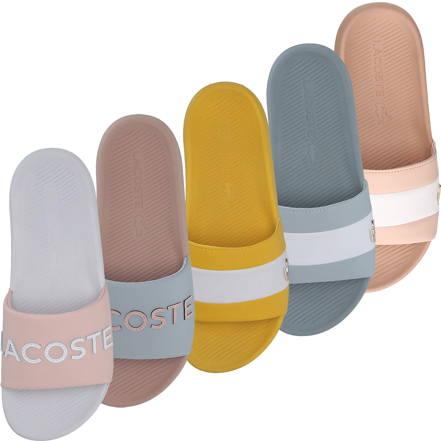 Lacoste Slides Женские сандалии Lacoste Croco Двухцветные шлепанцы для бассейна НОВИНКА