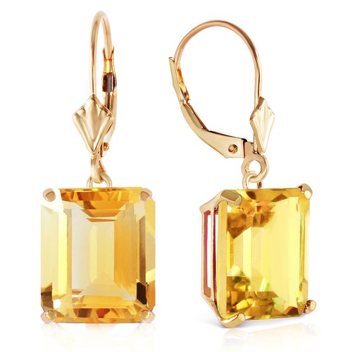 Pre-owned Galaxy Gold Products 13 Ctw 14k Solid Yellow Gold Lever Back Earrings Citrine