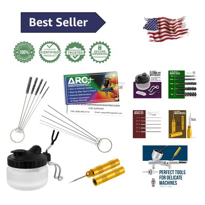 Professional Grade Airbrush Cleaning Kit - 13 Pieces with Pot, Needles & Brushes