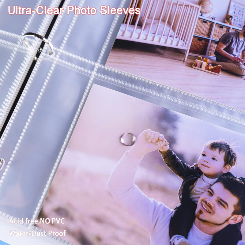 30 Pack 5X7" Photo Album Refill Pages for 3 Ring Binder,Ultra-Clear Photo Sleeve