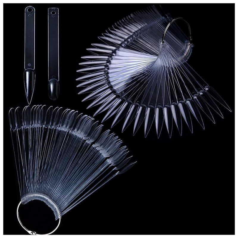 100Pc Clear Nail Art Tips Sample Swatch Sticks Stiletto Fan Shape Nail Polish Co