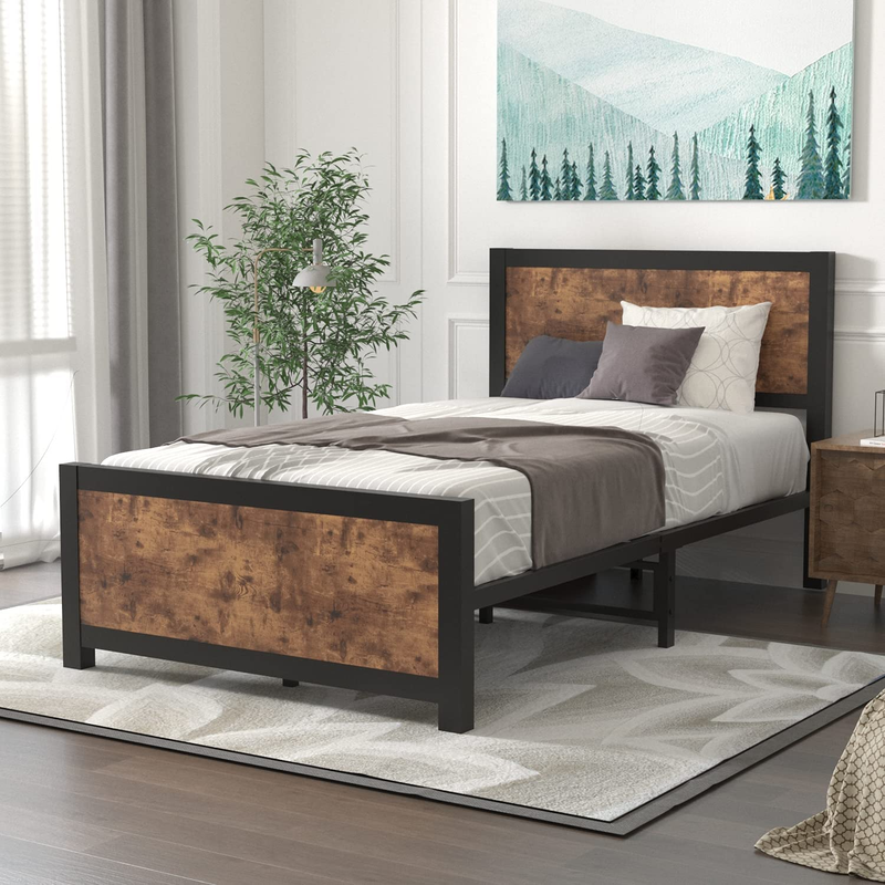 Twin Bed Frames with Headboard, Heavy Duty Platform Bed Twin with 13 Strong Meta