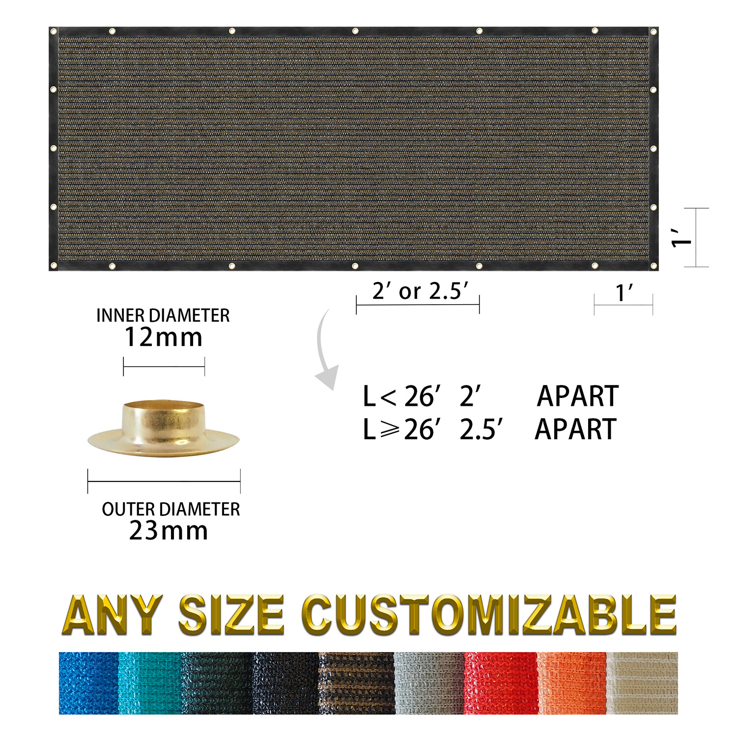 Houssity 5 FT  Brown Chain Link Fence Privacy Screen Balcony Deck Railing Kennel