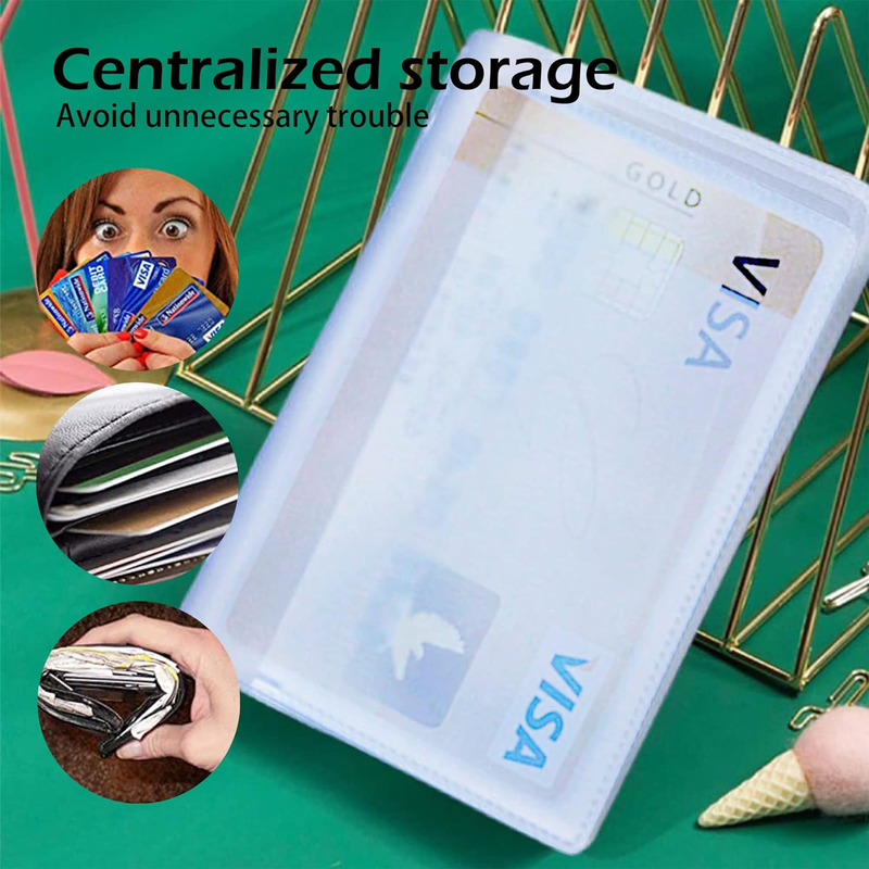 Plastic Wallet Insert Credit Card Holder Transparent (10 Page 20 Slots, 1 Pack)