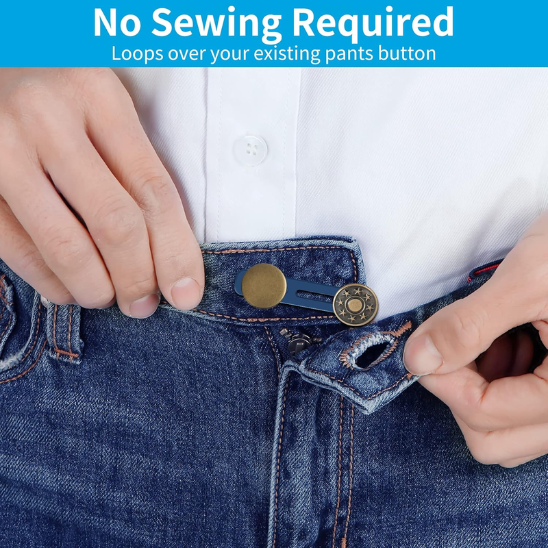 12 PCS Button Extenders for Jeans, Pants, Skirts & More, No Sewing Instant Waist