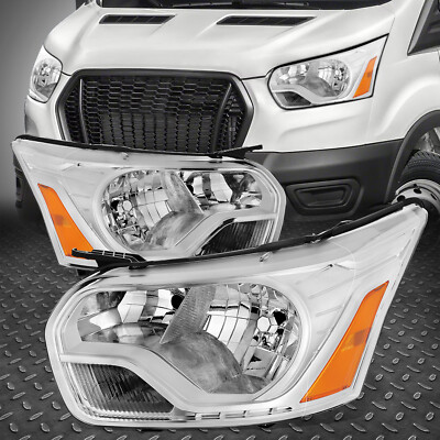 Для 15-23 Ford Transit 150 250 350 Хромированный корпус Янтарные Угловые лампы фар