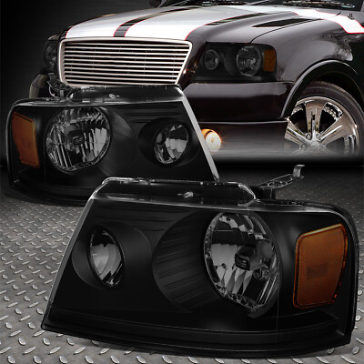 Для 04-08 Ford F150 Lincoln Mark LT Лампы фар в стиле OE Черный/Дымчатый/Янтарный