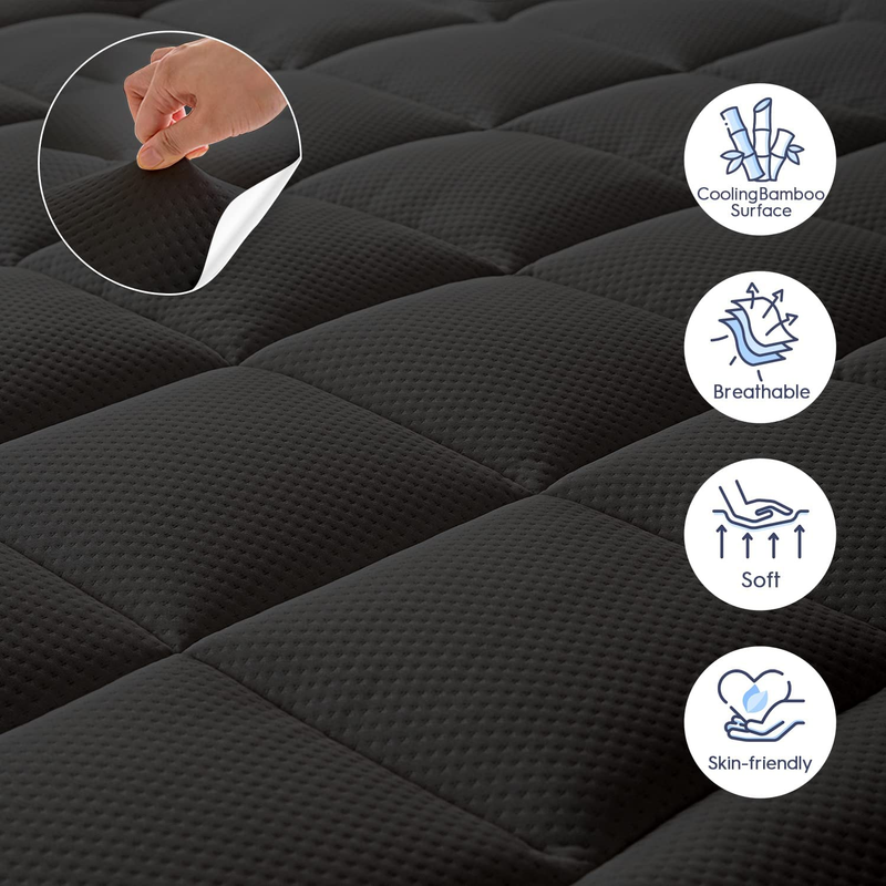 Dual Layer 4 Inch Memory Foam Mattress Topper Cooling Gel Bamboo Pillow Top Pad